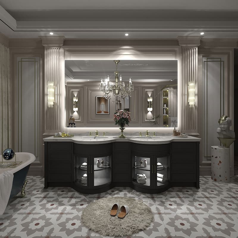 Frameless Anti-Fog 3 Colors Dimmable LED Backlit Wall Bathroom Vanity Mirror