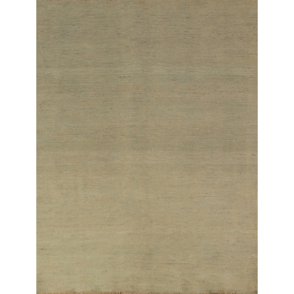 Gabbeh Oriental Rug Handmade Tribal Green Wool Carpet - 5'0" x 6'8"