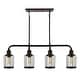 preview thumbnail 9 of 13, Arlo 34" 4-Light Farmhouse Industrial Iron/Glass Linear LED Pendant, Oil Rubbed Bronze/Clear by JONATHAN Y