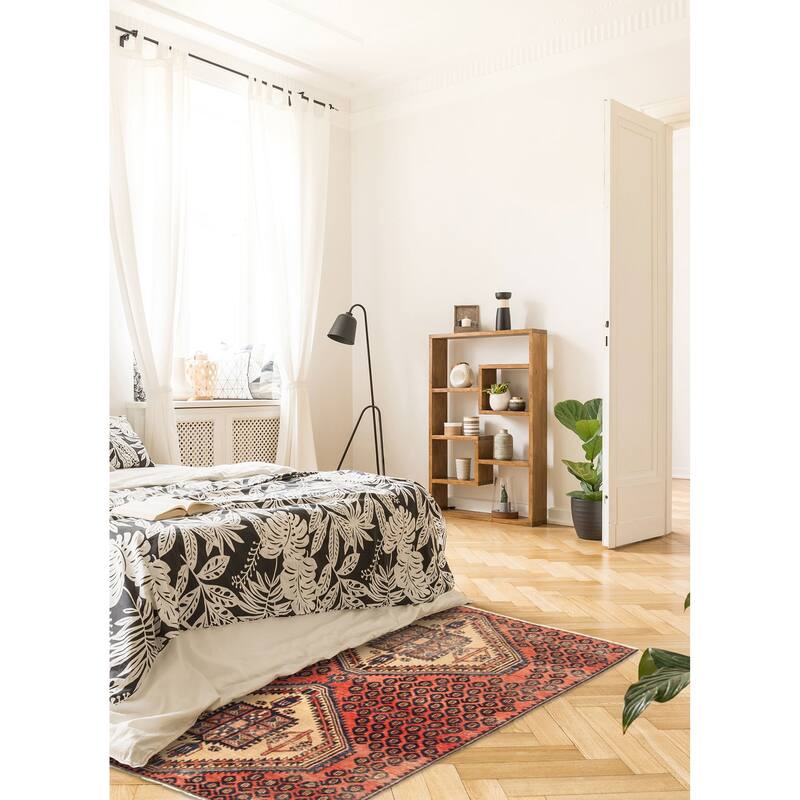 ECARPETGALLERY Hand-knotted Melis Vintage Red Wool Rug - 3'7 x 4'11