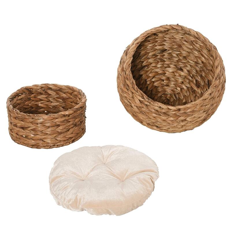 Raised Cat Bed with Rotating Cozy Basket Soft Cushion for Small Cats Up to 11 lbs