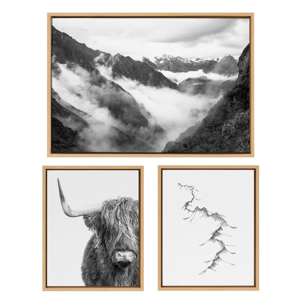 Kate and Laurel Sylvie Cow, Mountains, and Inca Trail Framed Canvas