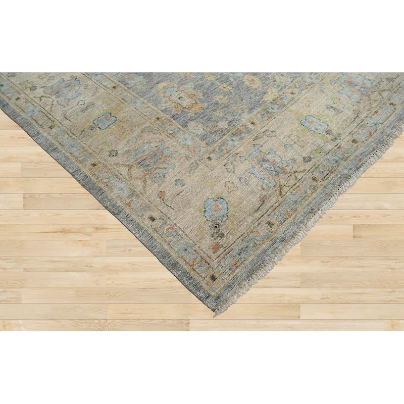 Multi Size Hand Knotted Blue Traditional Oushak Wool Oriental Area Rug
