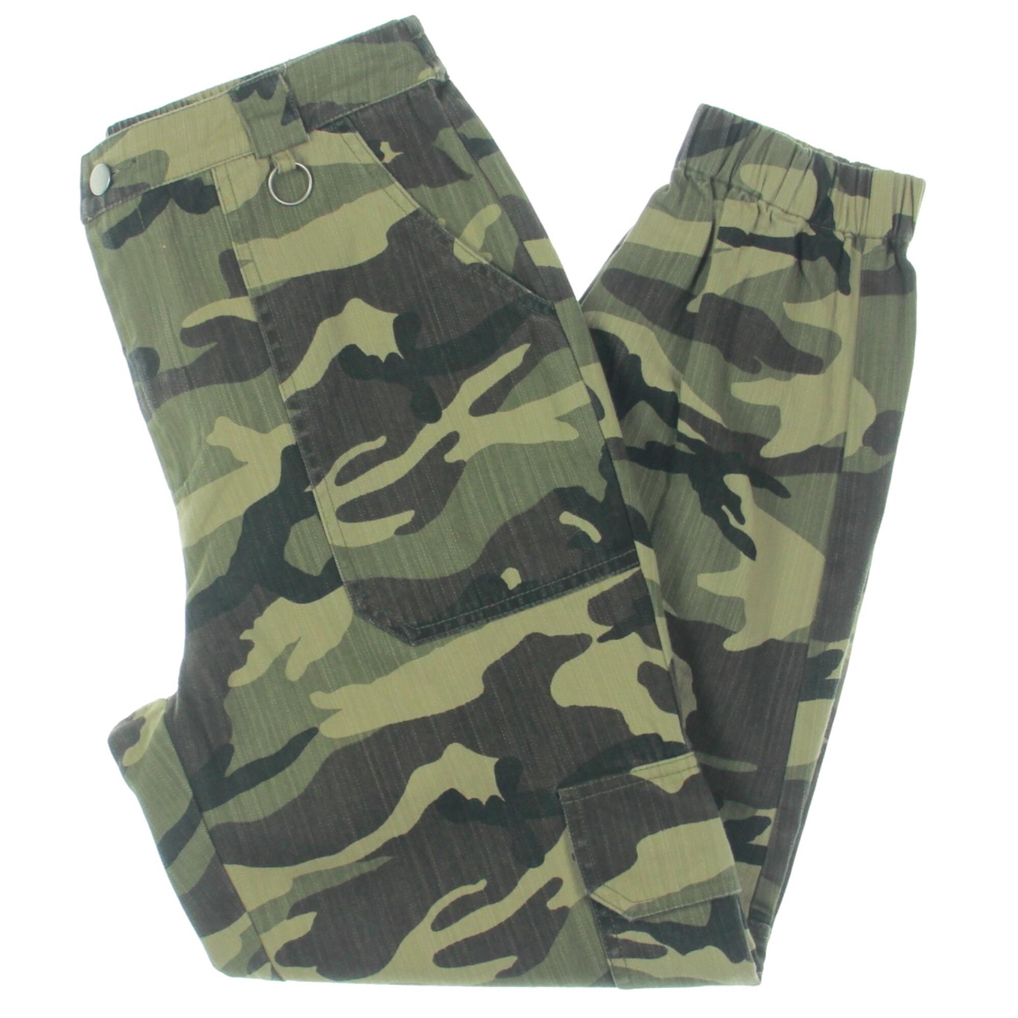 camouflage high rise cargo pants