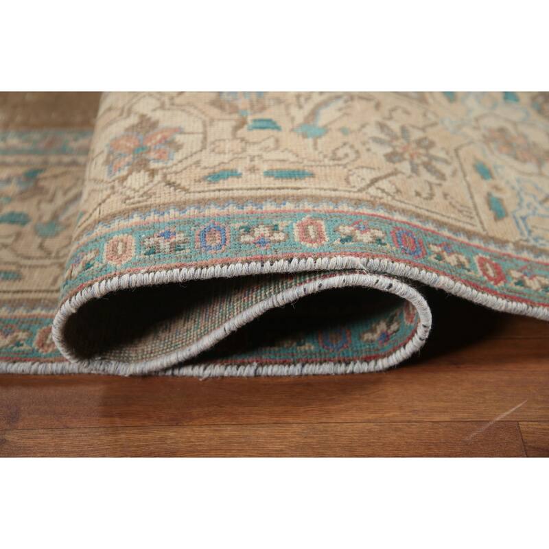 Hand Knotted Oriental 100% Wool Carpet Traditional Medallion Brown Tabriz Area Rug - 10' 11'' X 7' 9''