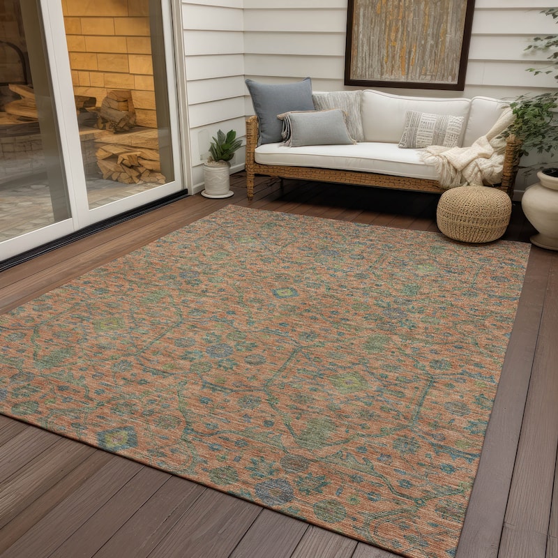 Machine Washable Indoor/ Outdoor Traditional Persian Chantille Rug