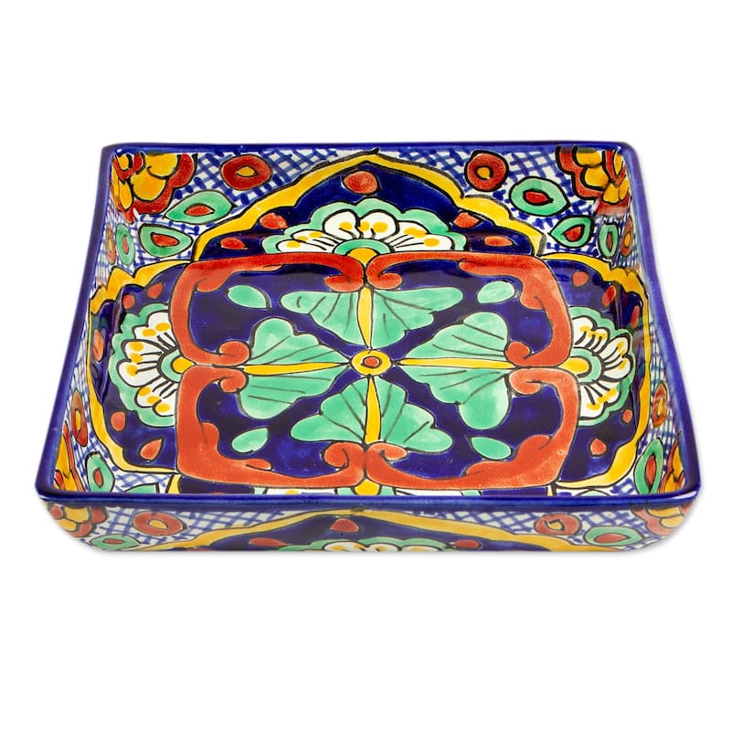Novica Handmade Hidalgo Square Ceramic Appetizer Platter
