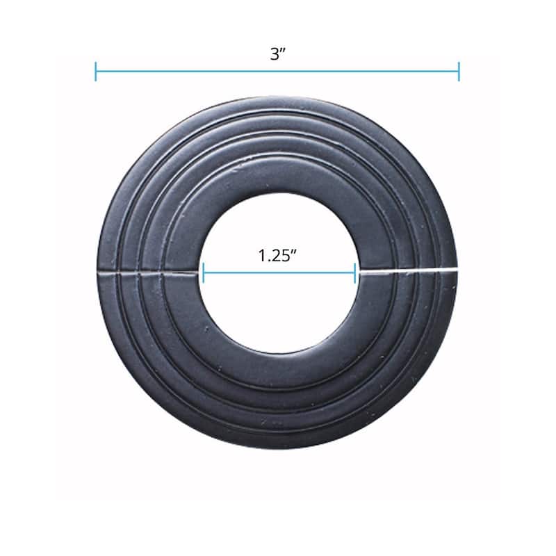 Black Radiator Flanges Aluminum Escutcheon Ring Plate Easy Snap On Decorative Plate 1.25 ID 3 OD IPS Rust Resistant (Set of 4)