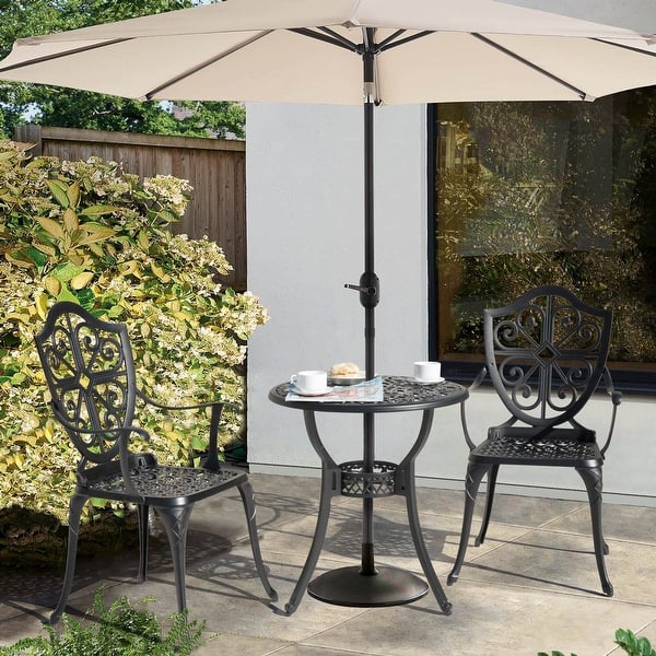 Nuu Garden 3-Piece Outdoor Bistro Set,Cast Aluminum Patio Set with Umbrella  Hole - On Sale - Bed Bath & Beyond - 31965840