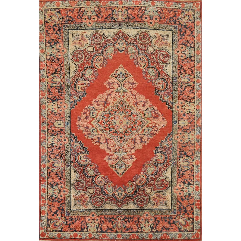 Sarouk Persian Rug Handmade Wool Carpet - 4'2" x 6'6"