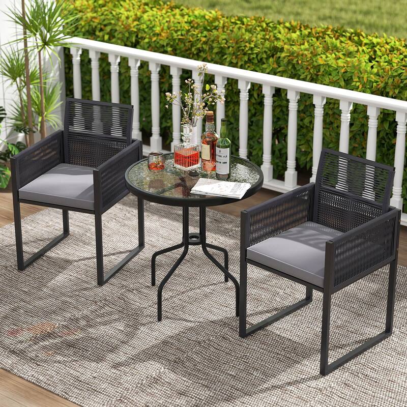 Costway 27.5" Patio Bistro Table with Tempered Glass Tabletop 1.57" - See Details