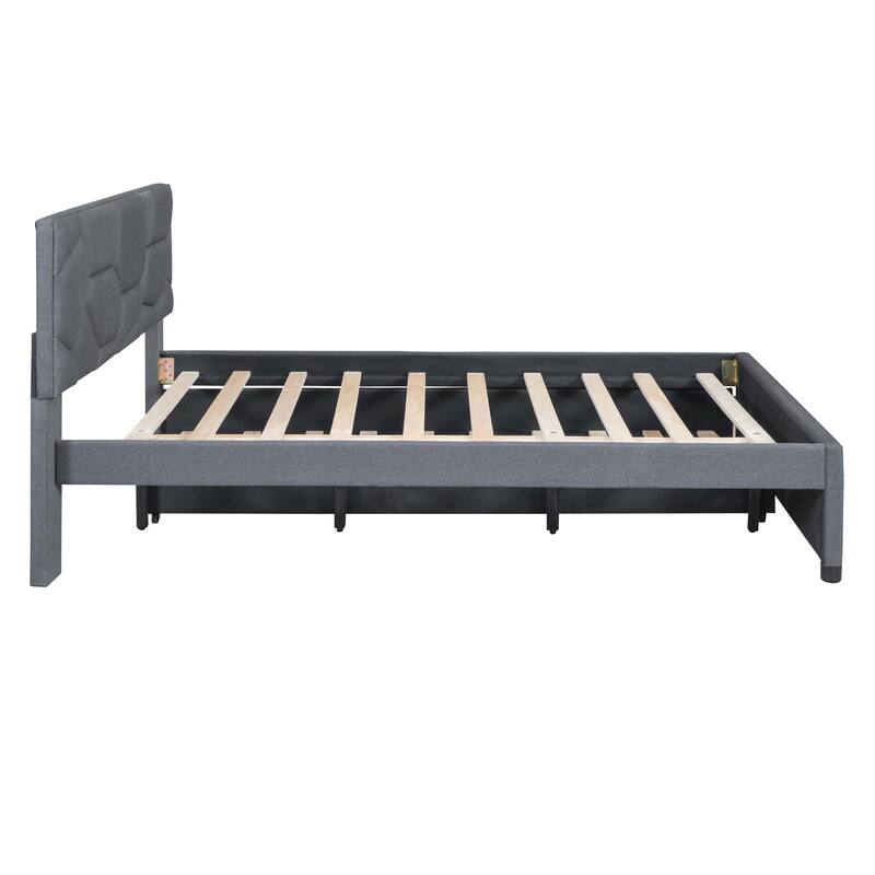 Brick Pattern Platform Bed with Trundle