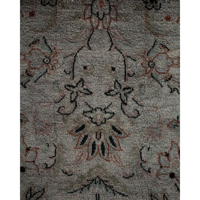 Overton Hand Knotted Wool Vintage Inspired Modern Contemporary Overdyed Gray Area Rug - 6' 3" x 9' 3"