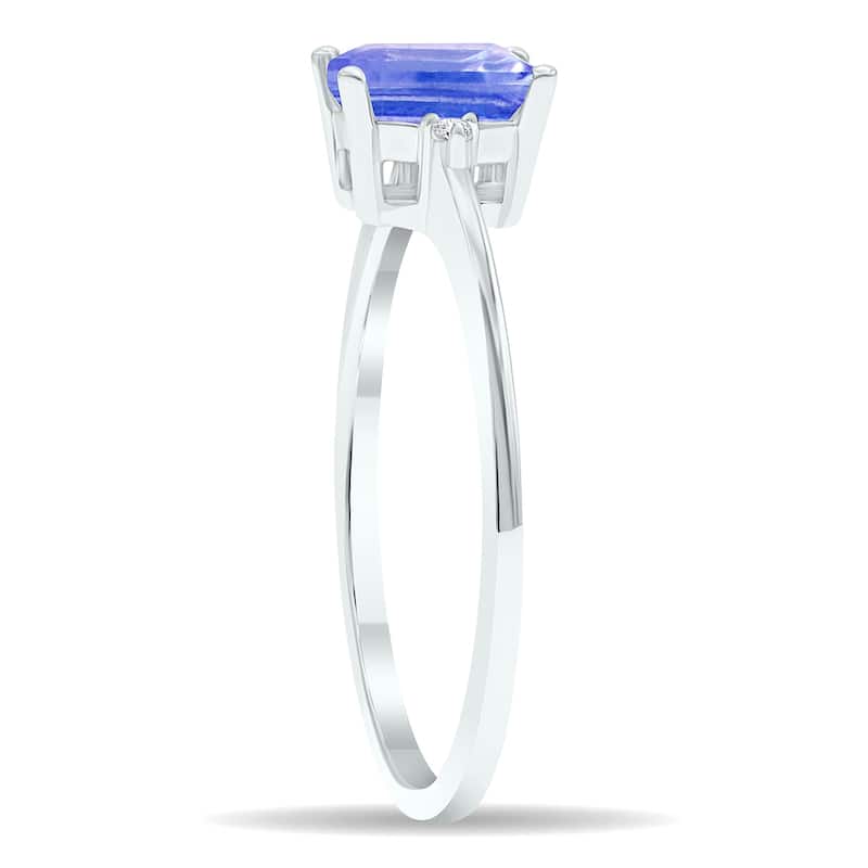 Women's Tanzanite and Diamond Classic Band in 10K White Gold