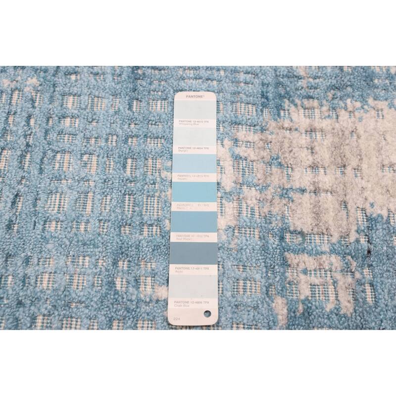 ECARPETGALLERY Hand Loomed Elysian Sky Blue Rug - 8'1 x 9'10