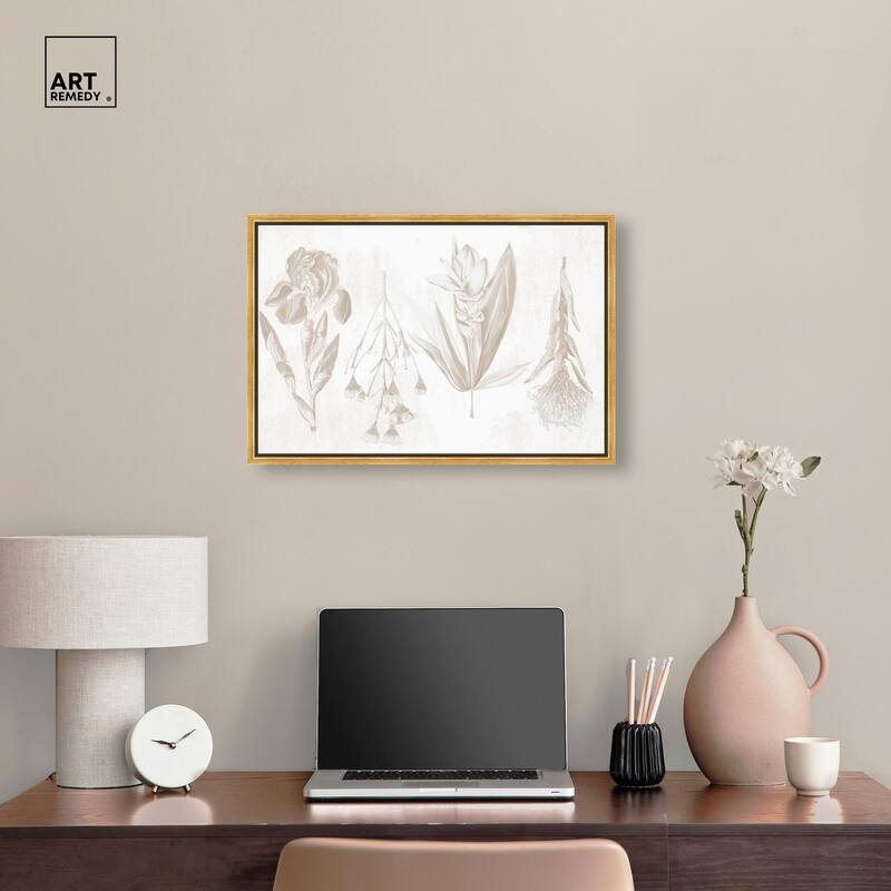 White Pressed Flora Canvas by Art Remedy