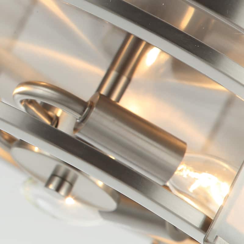 15" Modern Satin Nickel Round Glass Flush Mount Ceiling Light - Satin Nickel