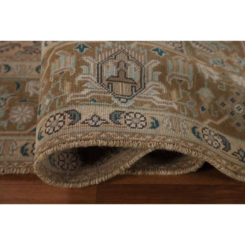 Geometric Tabriz Persian Vintage Rug Hand-Knotted Wool Carpet - 6'9"x 9'8"