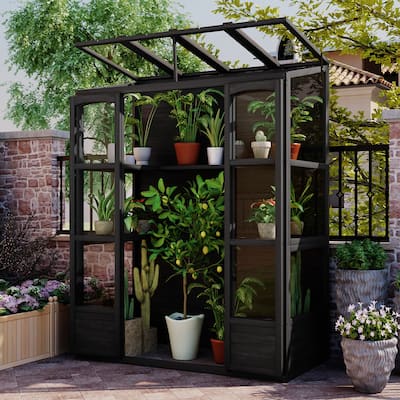 Nestfair 78"H Wooden Greenhouse Cold Frame with 4 Skylights