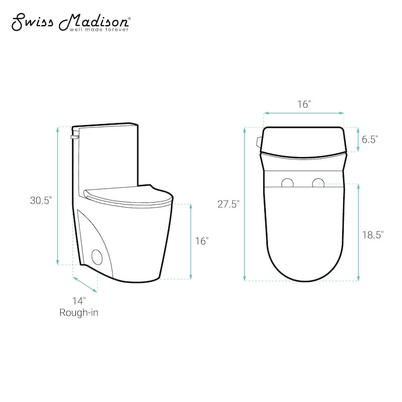 Swiss Madison SM-1T0802 St. Tropez 1.28 / 1.6 GPF Dual Flush One Piece