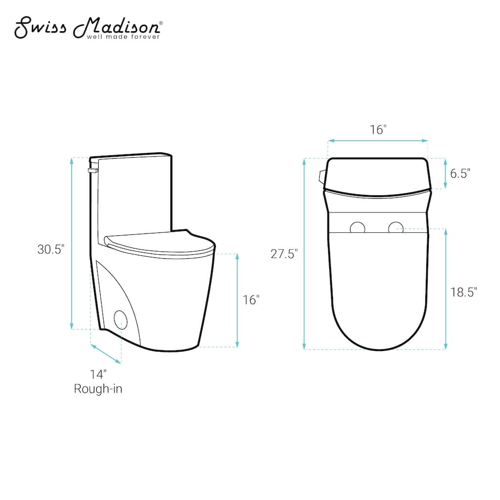 Swiss Madison SM-1T0802 St. Tropez 1.28 / 1.6 GPF Dual Flush One Piece