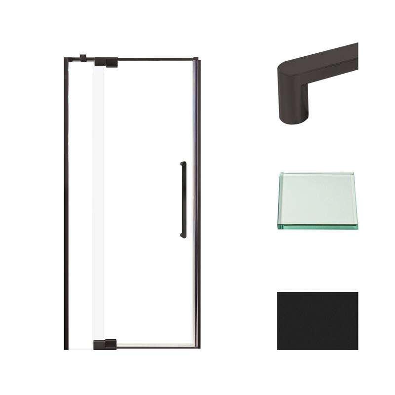 Transolid IPD367610C-R 76" High x 36" Wide Pivot Semi Frameless Shower - Matte Black