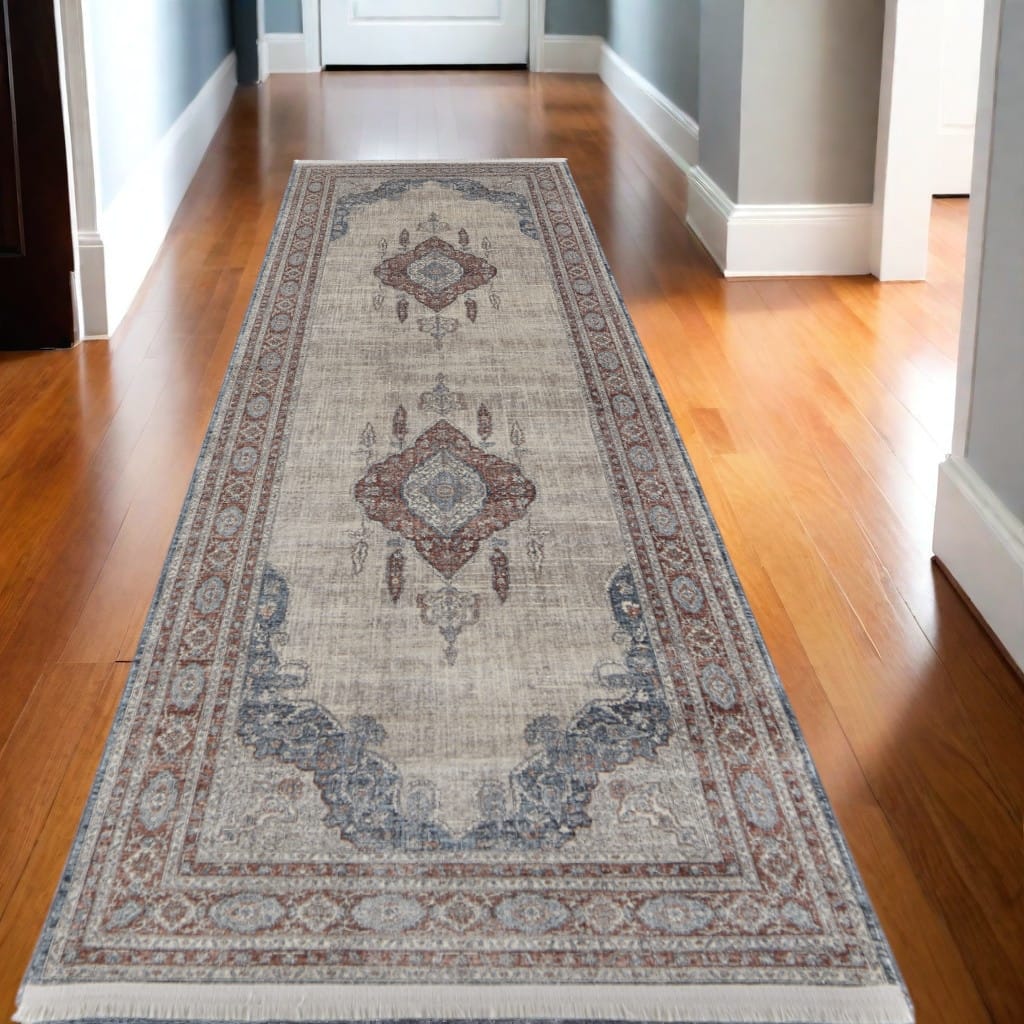 Wevom Power Loomed Floral Traditional Stain Resistant Low Pile with Fringe Durable Area Rug By HomeRoots - 10' Runner