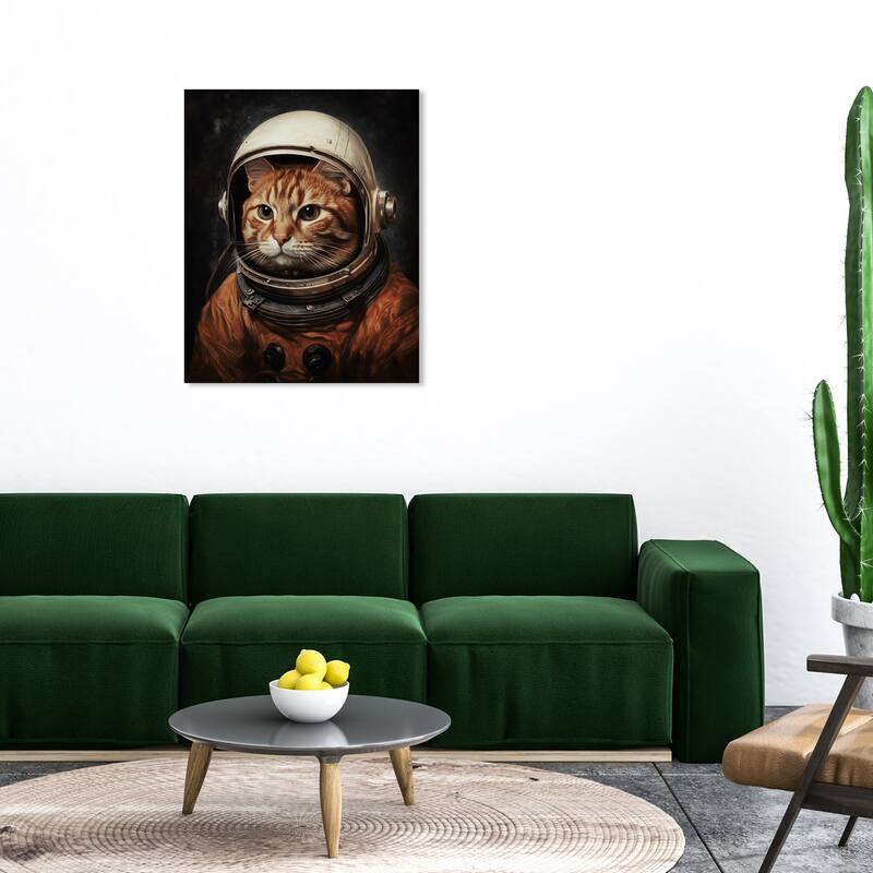 Wynwood Studio Canvas Animals Pilot Aldrin Cat Brown and Cream White Modern & Contemporary Wall Art Canvas Print - 30 x 36
