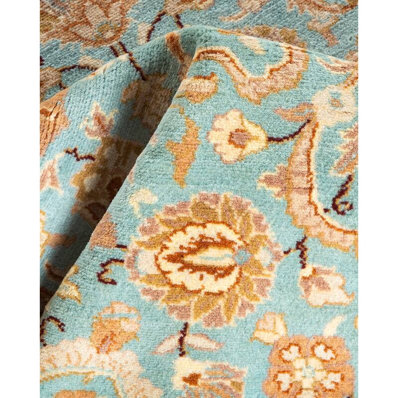 Overton Handknotted Wool Traditional Oriental Light Blue Area Rug - 3' x 5'