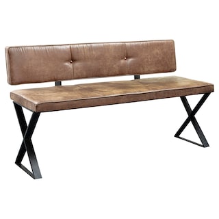 Abbott Antique Brown Leatherette Upholstered Dining Bench