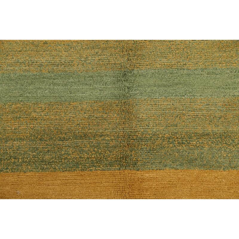 Vegetable Dye Striped Nepalese Oriental Area Rug Wool Handmade Carpet - 6'2" x 8'11"