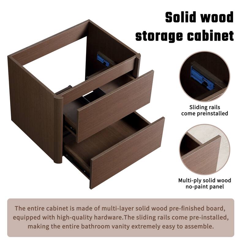 GDFStudio - Nolan Compact Wall-Mounted Bathroom Vanity with Integrated Sink and Functional Drawer Storage