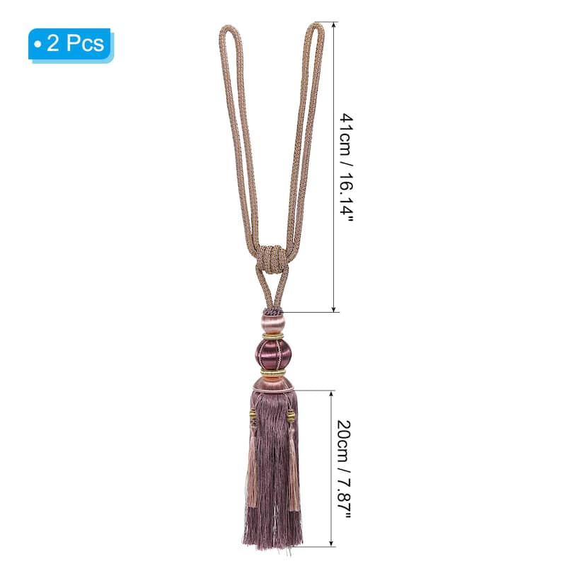 2 Pack Handmade Curtain Tiebacks Home Office Decorative - Purple