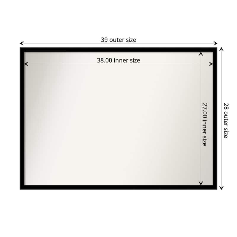 Non-Beveled Bathroom Wall Mirror - Jet Black Frame - 39 x 28 in - Jet Black