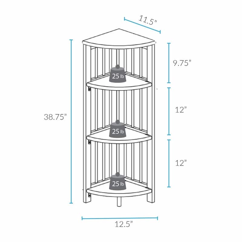 Casual Home Solid Wood Bookcase Corner - 12.5"D x 12.5"W x 38.75"H