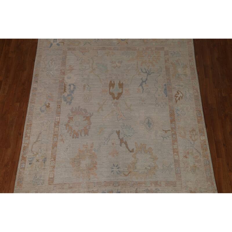 Vegetable Dye Oushak Turkish Wool Area Rug Handmade Traditional Carpet - 6'6" x 8'1"