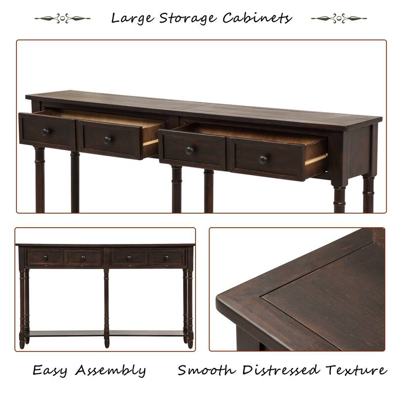 Console Table Sofa Table with 2-Drawers and Bottom Shelf