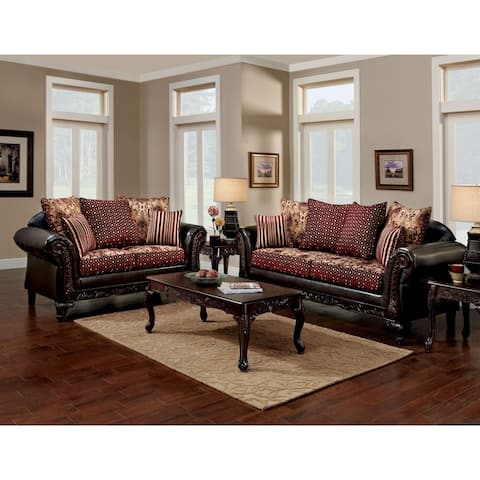 Furniture of America Mestra Traditional Brown 2-piece Sofa Set