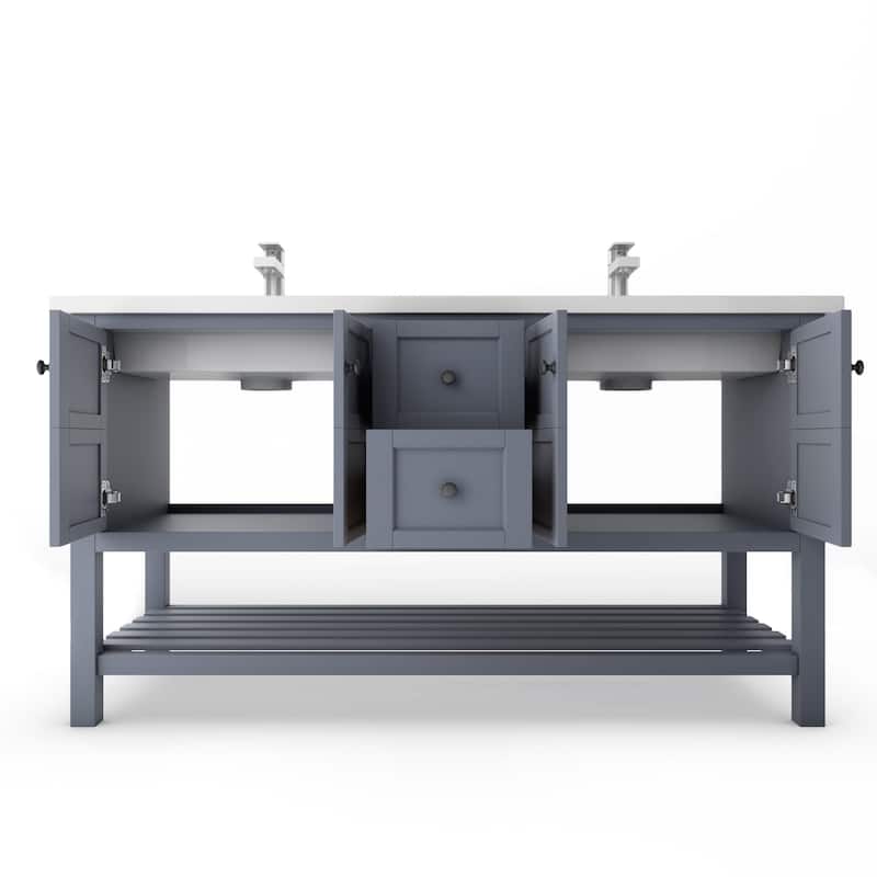 Alicia 60" Bathroom Vanity Set - White Top