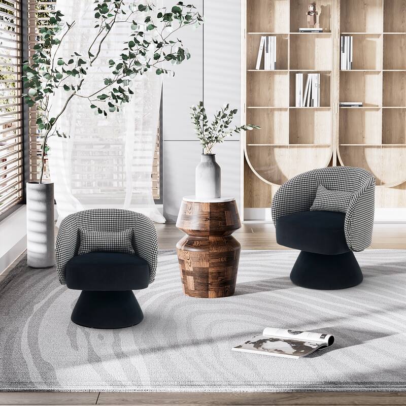 Ouyessir Teddy Sherpa Upholstered Swivel Cuddle Barrel Sofa Chairs