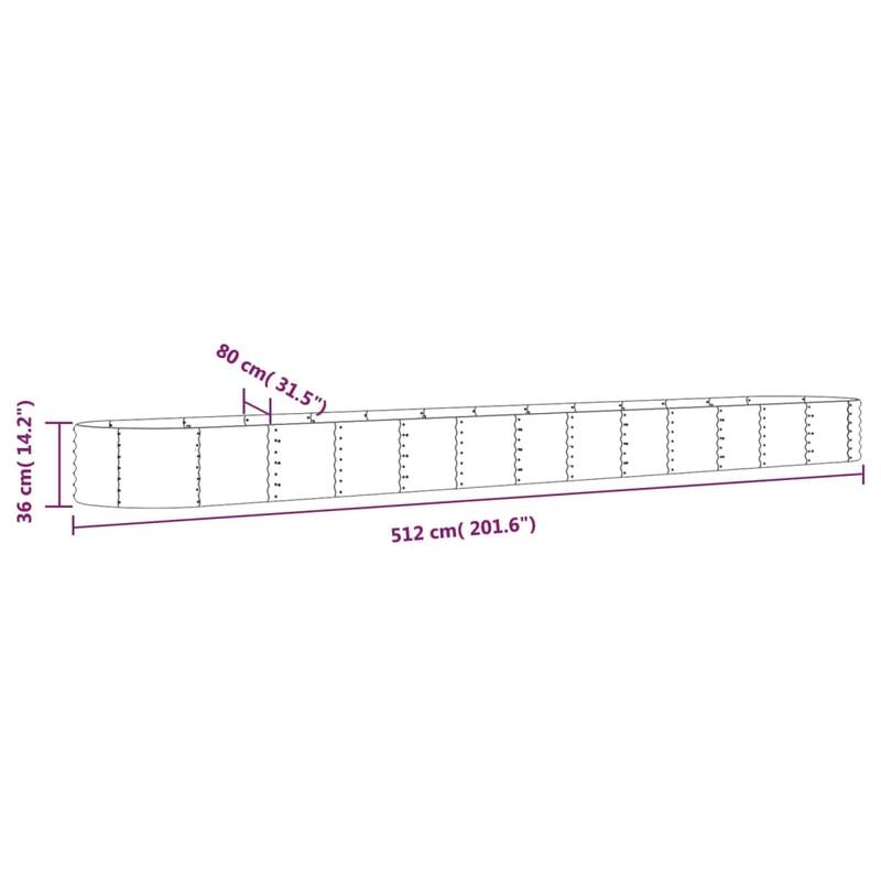 vidaXL Garden Raised Bed Anthracite Powder-coated steel Extra Long - 201.6 x 201.6 x 14.2