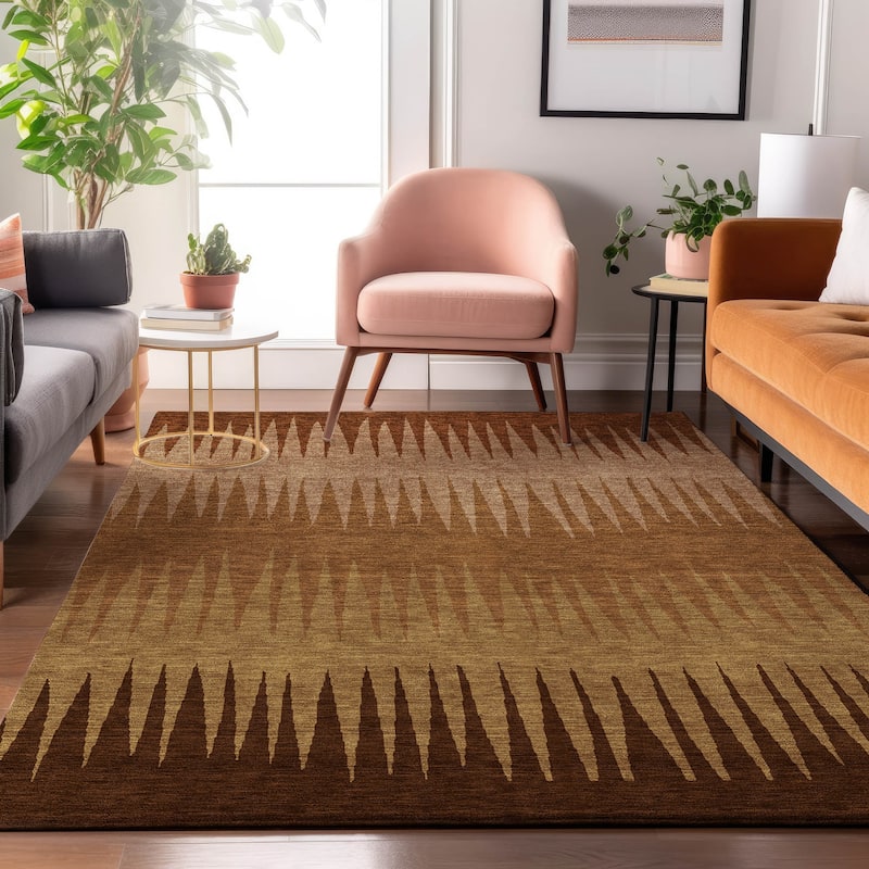 Premium Washable Super Soft Modern Spikes Mayfield Rug - Paprika - 5' x 7'6"