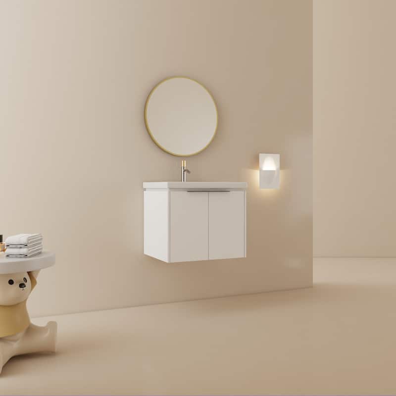 24 Inch Soft Close Doors Bathroom Vanity With Sink, Suitable For Small Bathroom - White