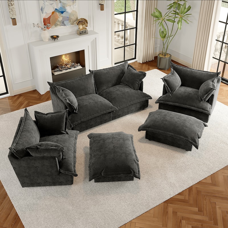 6-Piece Chenille Cloud Modular Living Room Set