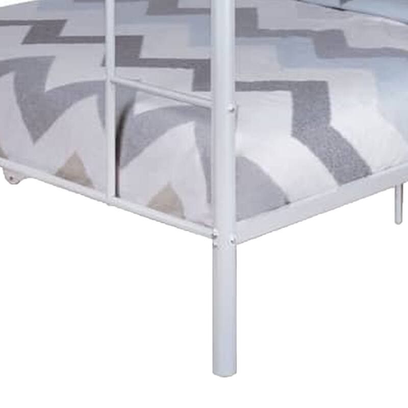 Fegy Full over Full Bunk Bed with Ladder and Rails, White Metal Frame