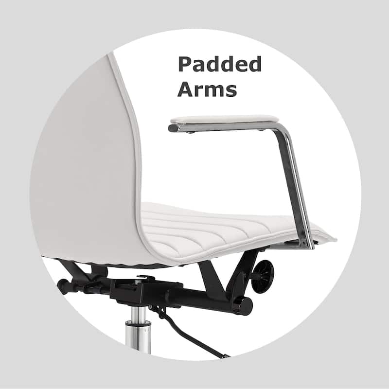 Modern High Back Office Chair Ribbed PU Leather Tilt Adjustable Conference Room Task Work Computer