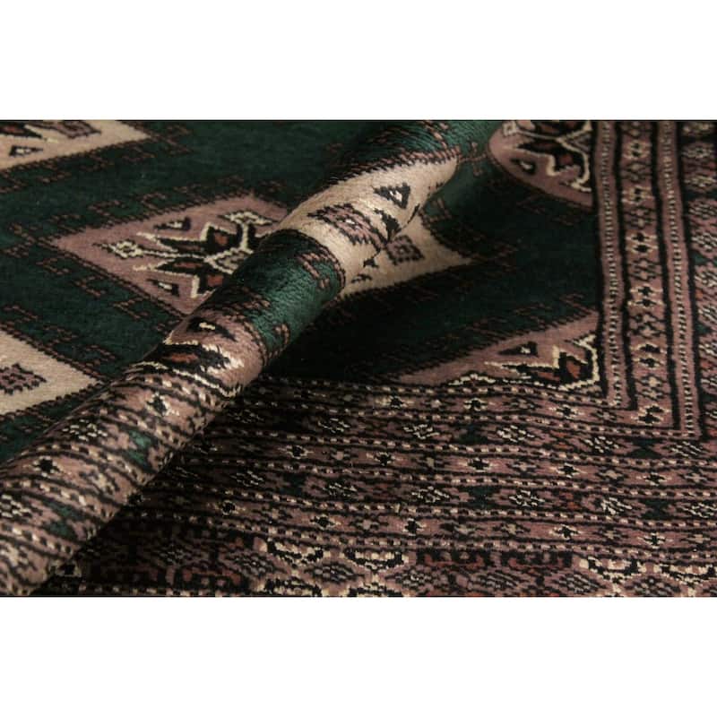 Tribal Bokhara Stein Green/Taupe Hand Knotted Wool Rug - 9'0'' x 11'8''