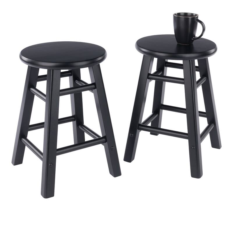 Element 2-Pc Square Legs Dining Stool Set, Black Finish - N/A