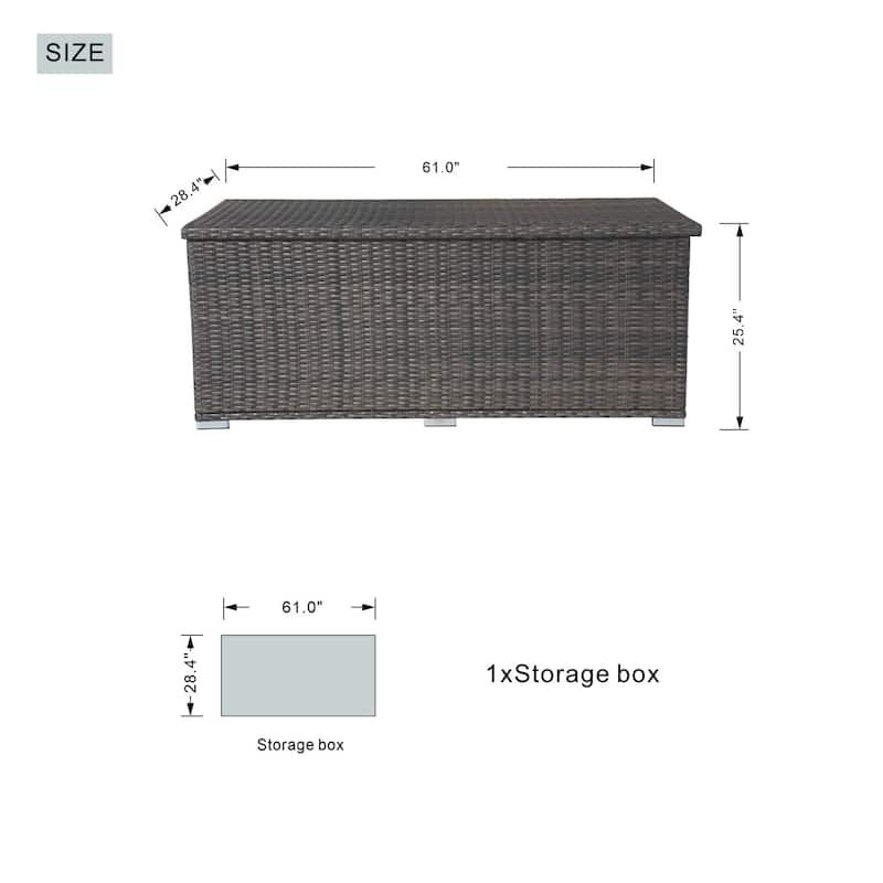 64 / 131 Gallon Outdoor Rattan Storage Deck Box with Metal Frame