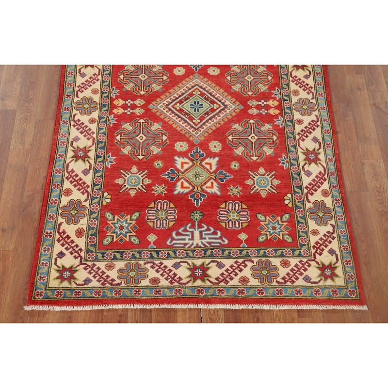 Kazak Accent Rug Hand-Knotted Wool Carpet - 3'10" x 5'11"